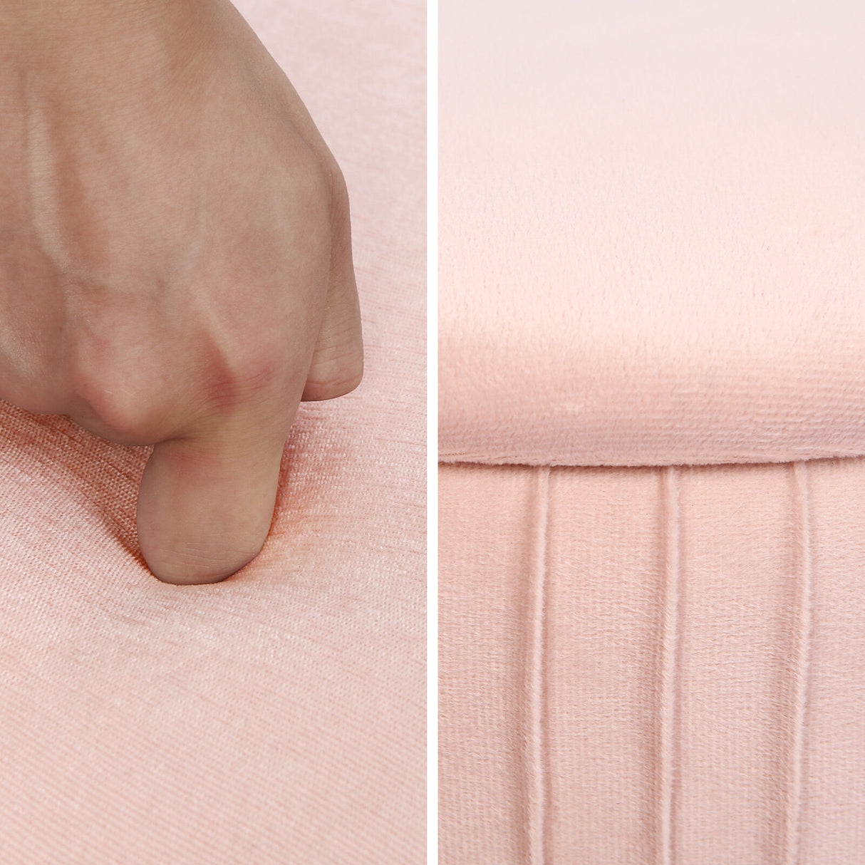 Side Table Storage Ottoman - Velvet Padded Stool Vanity Footstool REMY PINK