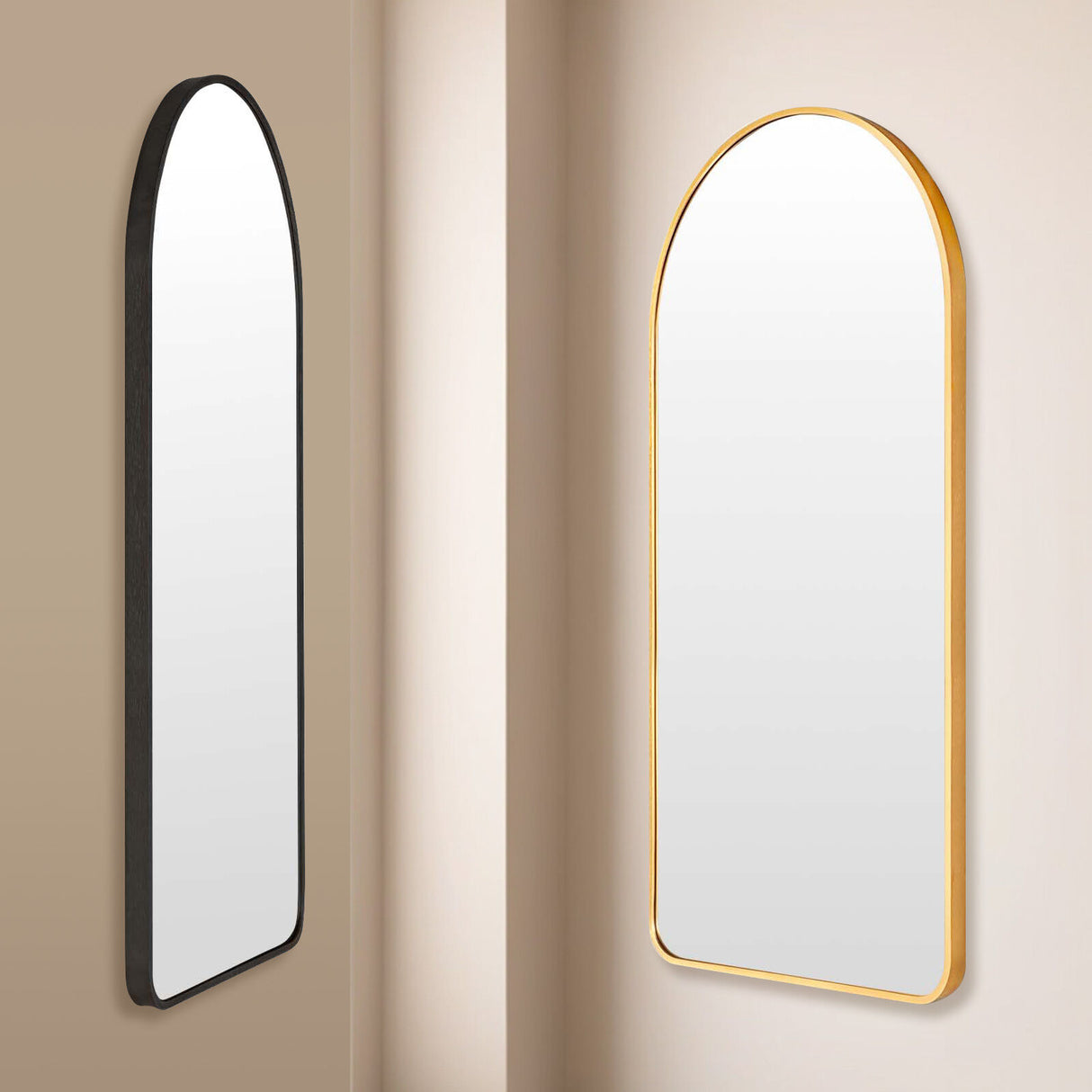 Wall Arch Mirror Arc Aluminum Frame Bathroom 50x100cm GOLD