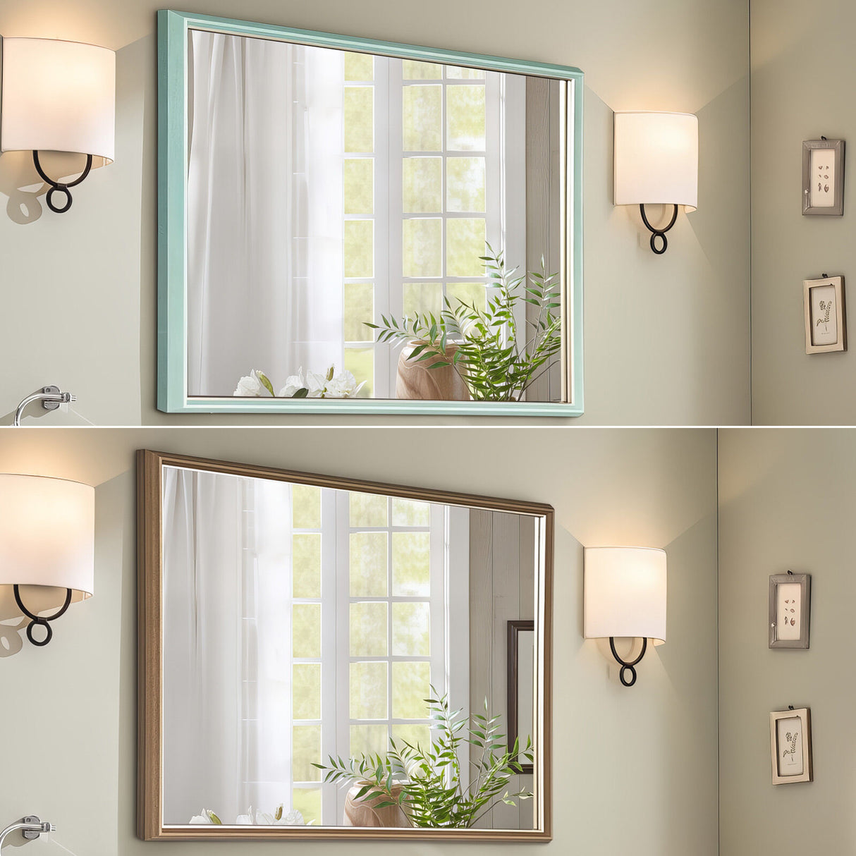 Wall Mirror Rectangular Frame Bathroom 70x90cm Turquoise