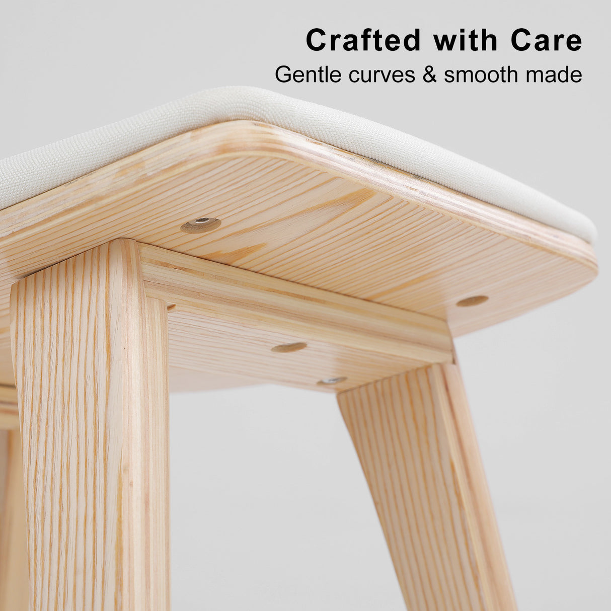 4X Wooden Bar Stool Padded Fabric Dining Chair KANSO 65cm BEIGE