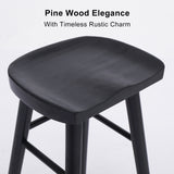 2X Wooden Bar Stool Dining Chair Pine Wood FRIDA 65cm BLACK