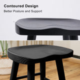 2X Wooden Bar Stool Dining Chair Pine Wood FRIDA 65cm BLACK