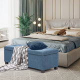 Storage Ottoman Stool 102cm Fabric DARK BLUE