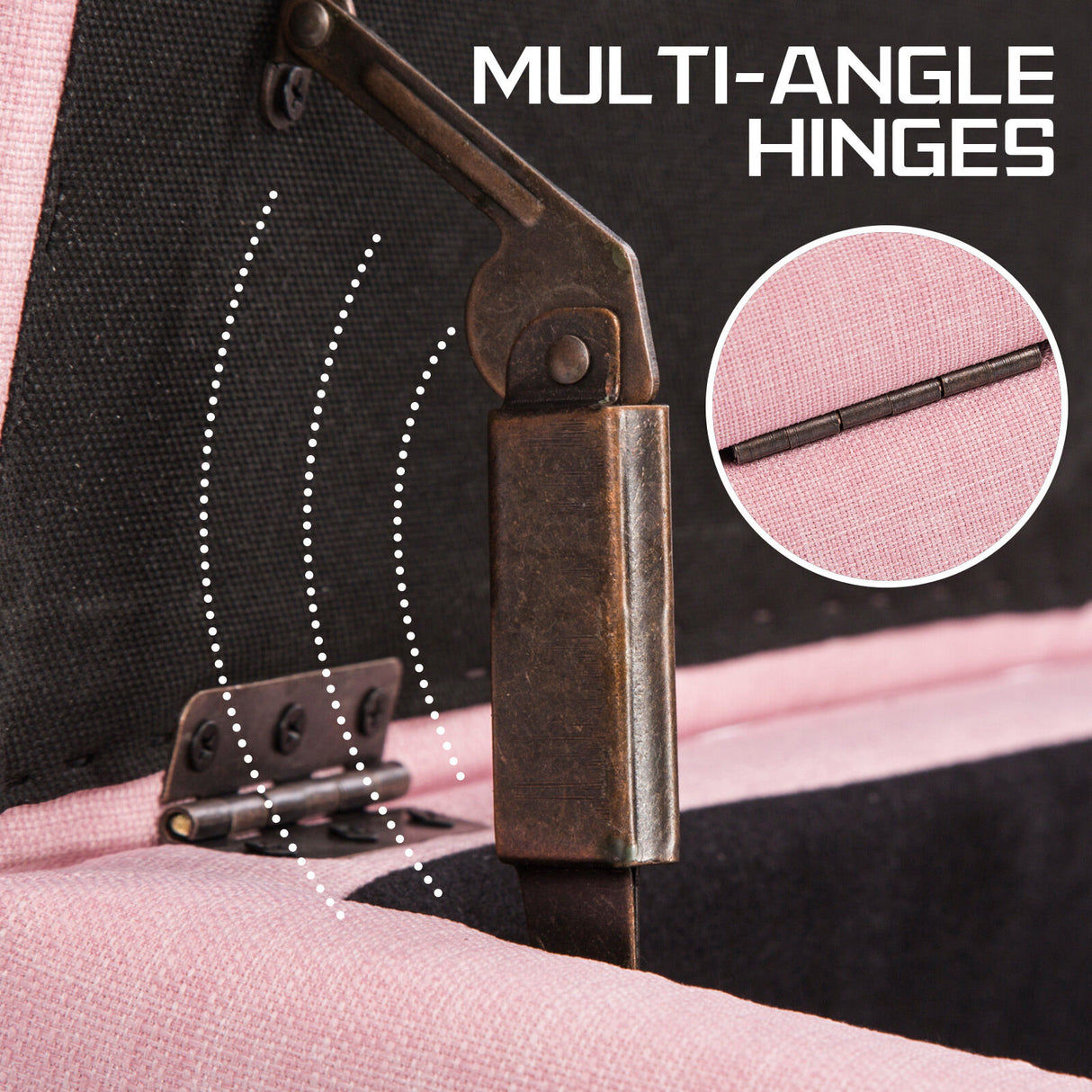 Storage Ottoman Stool 102cm Fabric PINK