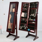 Mirror Jewellery Cabinet Storage Organiser LUVO 146cm WALNUT