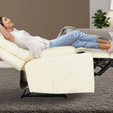 8-Point Electric Massage Recliner Chair - PU Leather Lounge Sofa Armchair ARLEEN BEIGE