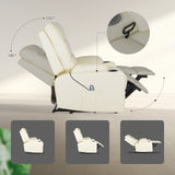 8-Point Electric Massage Recliner Chair - PU Leather Lounge Sofa Armchair ARLEEN BEIGE