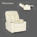 8-Point Electric Massage Recliner Chair - PU Leather Lounge Sofa Armchair ARLEEN BEIGE