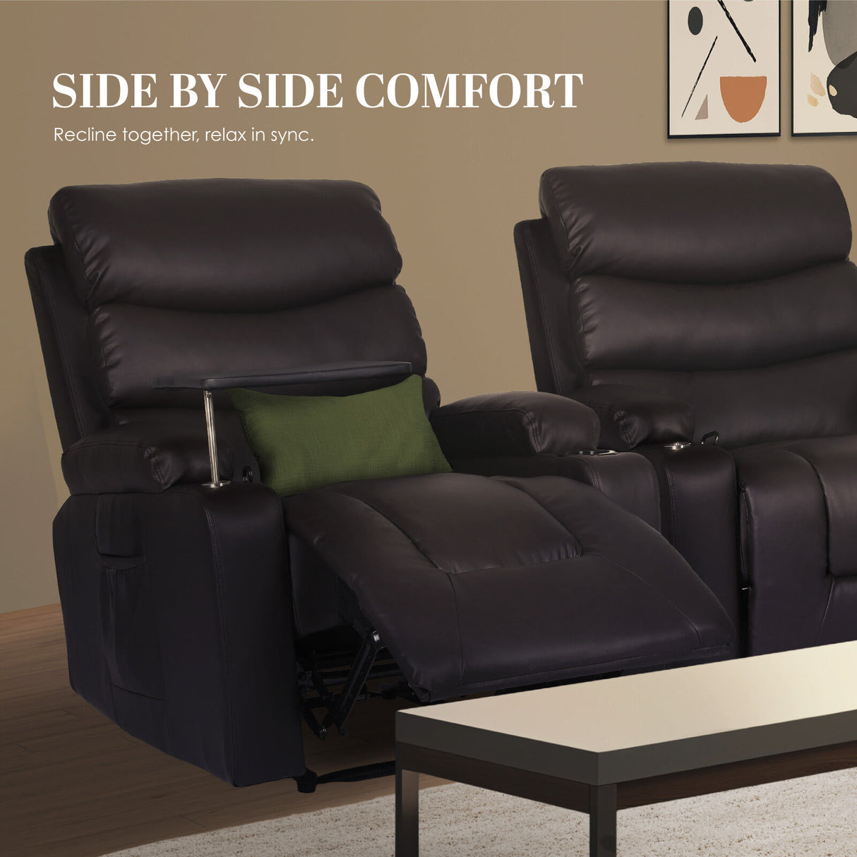 8-Point Electric Massage Recliner Chair - PU Leather Electric Lounge Sofa Armchair HARLOW BROWN