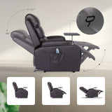 8-Point Electric Massage Recliner Chair - PU Leather Electric Lounge Sofa Armchair HARLOW BROWN