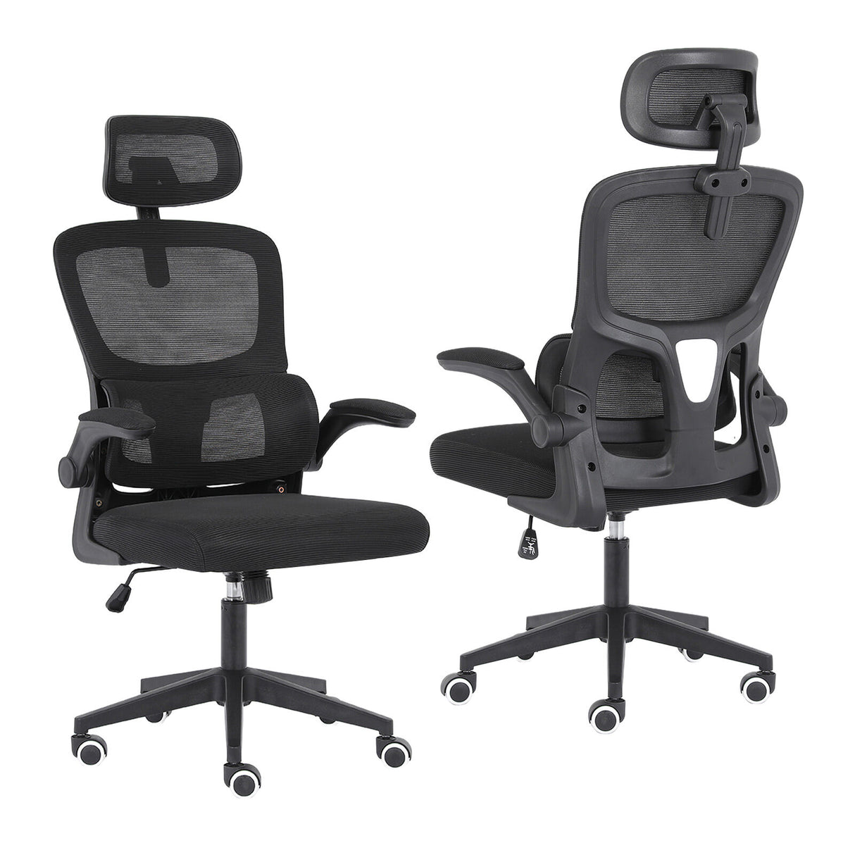 Work Office Chair - Lumber Support, Flip-up Armrest, Adjustable Headrest SITIO - Black