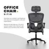 Work Office Chair - Lumber Support, Flip-up Armrest, Adjustable Headrest SITIO - Black