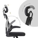 Work Office Chair - Lumber Support, Flip-up Armrest, Adjustable Headrest SITIO - Black