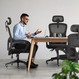Ergonomic Reclining Office Chair - Lumbar Support, Adjustable Headrest VELTRA - BLACK