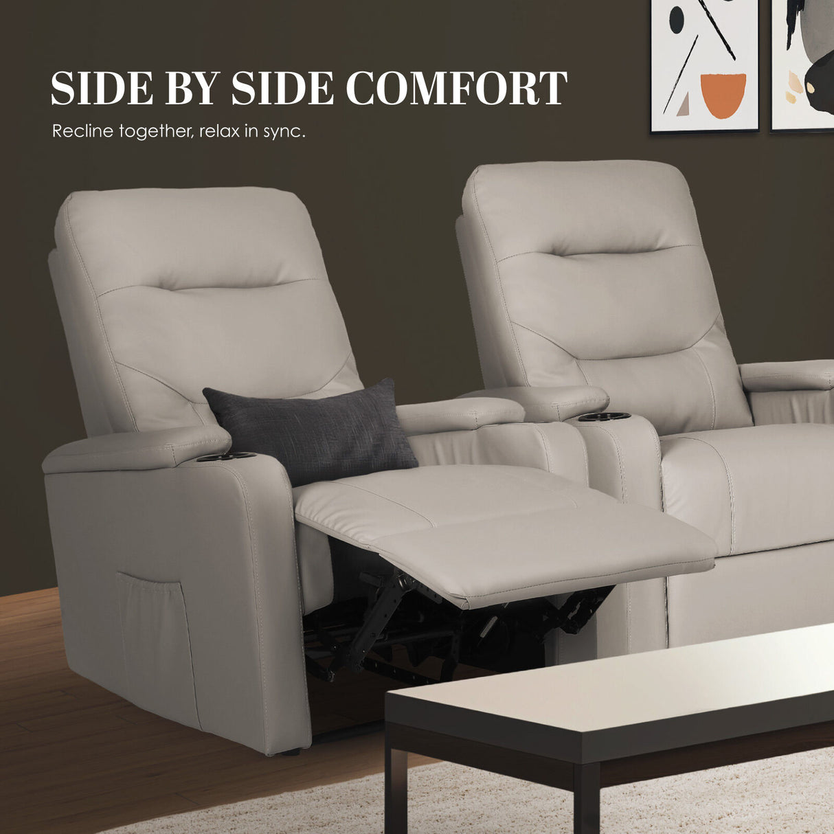 Home Recliner Chair - PU Leather Sofa Lounge Armchair DAKOTA GREY