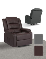 Home Recliner Chair - PU Leather Sofa Lounge Armchair MARLO BROWN