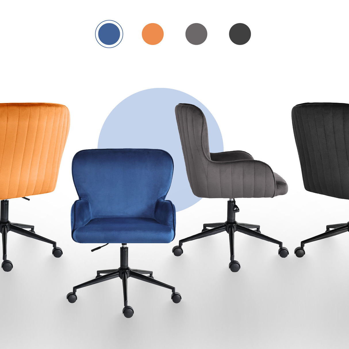 Desk Armchair - Home Office Swivel Chair Adjustable Height Seat PLUME BLUE