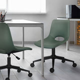 2 Set Office Desk Chair - PU Leather Home Swivel Chair Cut-Out Seat HALO GREEN