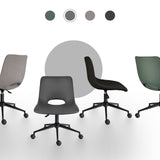2 Set Office Desk Chair - PU Leather Home Swivel Chair Cut-Out Seat HALO GREY