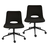 2 Set Office Desk Chair - Loop Yarn Fabric Home Swivel Chair Cut-Out Seat HALO BLACK