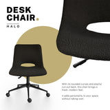 2 Set Office Desk Chair - Loop Yarn Fabric Home Swivel Chair Cut-Out Seat HALO BLACK