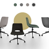 2 Set Office Desk Chair - Loop Yarn Fabric Home Swivel Chair Cut-Out Seat HALO BLACK