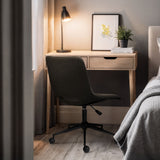 2 Set Office Desk Chair - Loop Yarn Fabric Home Swivel Chair Cut-Out Seat HALO BLACK