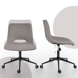 2 Set Office Desk Chair - Loop Yarn Fabric Home Swivel Chair Cut-Out Seat HALO GREY