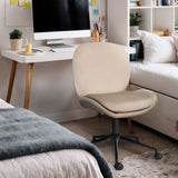 Office Desk Chair - Velvet Armless Swivel Study Seat OVOID PALE KHAKI