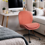 Office Desk Chair - Linen Fabric Armless Swivel Study Seat OVOID EARTHY RED