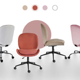 Office Desk Chair - Linen Fabric Armless Swivel Study Seat OVOID EARTHY RED