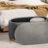 3 Piece Set Storage Ottoman - Blanket Box Velvet Padded Bench Stool FAYE GREY