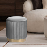 3 Piece Set Storage Ottoman - Blanket Box Velvet Padded Bench Stool FAYE GREY