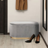 3 Piece Set Storage Ottoman - Blanket Box Velvet Padded Bench Stool FAYE GREY
