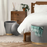 3 Piece Set Storage Ottoman - Blanket Box Velvet Padded Bench Stool FAYE GREY