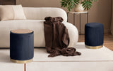 2X Side Table Storage Ottoman - Velvet Stool MIRA Black