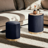2X Side Table Storage Ottoman - Velvet Stool MIRA Black