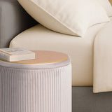 2X Side Table Storage Ottoman - Velvet Stool MIRA Cream