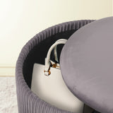 2X Side Table Storage Ottoman - Velvet Stool MIRA Grey