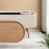 Coffee Table Storage Ottoman - Corduroy Padded Blanket Box Bench ESME CREAM