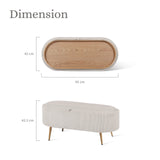 Coffee Table Storage Ottoman - Corduroy Padded Blanket Box Bench ESME CREAM