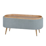 Coffee Table Storage Ottoman - Corduroy Padded Blanket Box Bench ESME - DUSTY BLUE
