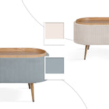 Coffee Table Storage Ottoman - Corduroy Padded Blanket Box Bench ESME - DUSTY BLUE