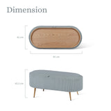 Coffee Table Storage Ottoman - Corduroy Padded Blanket Box Bench ESME - DUSTY BLUE