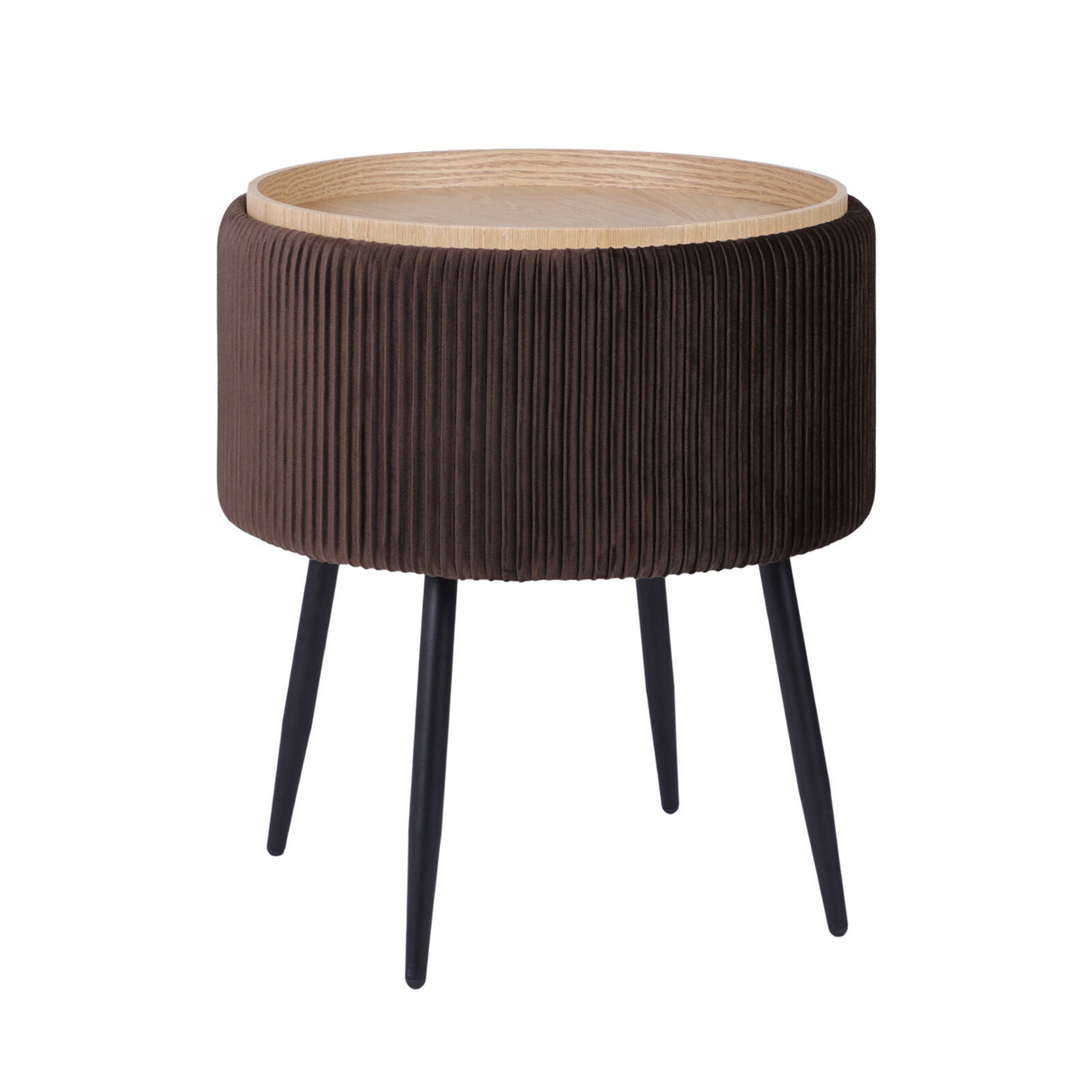 Side Table Storage Ottoman - Velvet Padded Stool Vanity Footstool CLEO BROWN