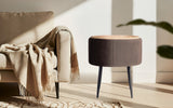Side Table Storage Ottoman - Velvet Padded Stool Vanity Footstool CLEO BROWN
