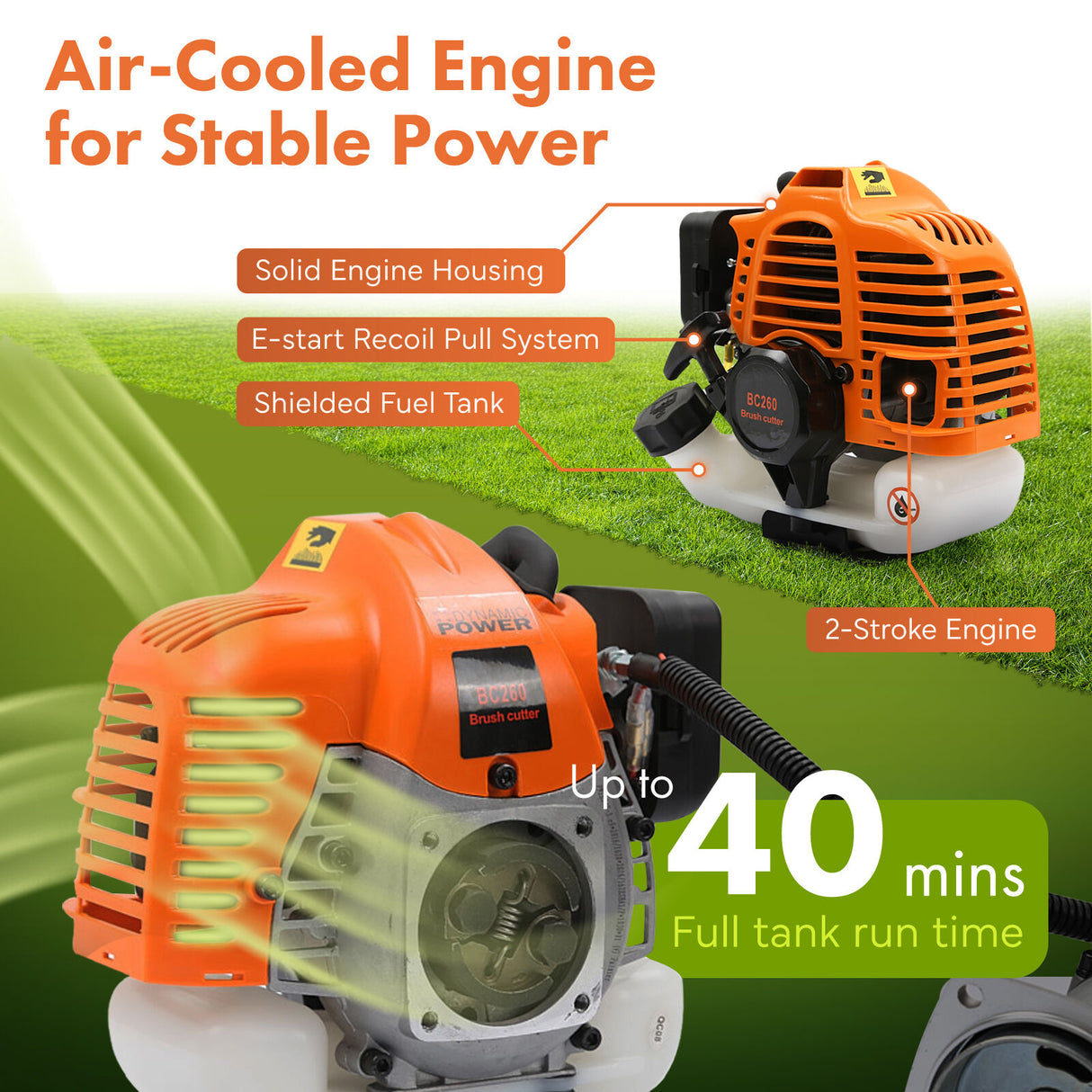 Dynamic Power 26cc Petrol Whipper Snipper Brush Cutter + 4 Blade