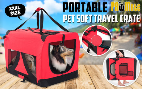 Portable Soft Dog Cage Crate Carrier XXXL RED