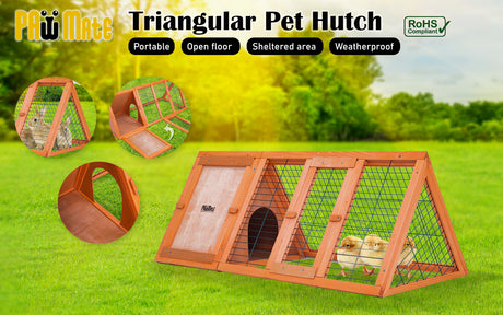 Rabbit Hutch Chicken Coop 118 x 50 x 45cm Triangle Cage Run Ester