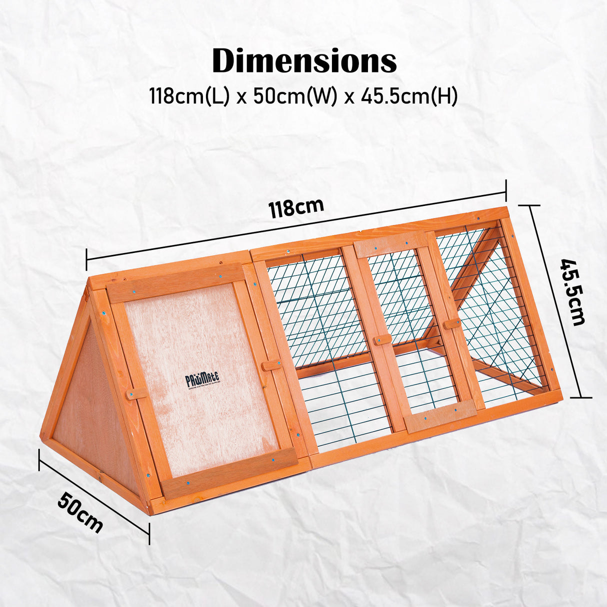 Rabbit Hutch Chicken Coop 118 x 50 x 45cm Triangle Cage Run Ester